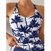 imageSOLY HUX Tankini Swimsuits for Women Tropical Print Swimsuit Drawstring Tops and Shorts Two Piece Bathing SuitRoyal Blue Tropical