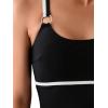 imageSOLY HUX Tankini Swimsuits for Women Two Piece Color Block Spaghetti Strap Bikini Bathing SuitsBlack and White