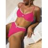 imageSOLY HUX Womens Bikini Sets High Waisted Bathing Suits Two Piece Swimsuits Sexy Lace Trim Underwire SwimwearHot Pink Lace