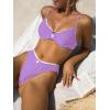imageSOLY HUX Womens Bikini Sets High Waisted Bathing Suits Two Piece Swimsuits Sexy Lace Trim Underwire SwimwearPurple Lace