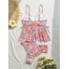 imageSOLY HUX Womens Boho Swimwear Floral Print Ruffle Top High Waisted Bottom Tanikini Swimsuits Vacation ClothesMulti Floral