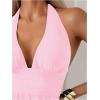 imageSOLY HUX Womens Halter Neck Tankini Set Deep V Swimsuit Beach Shorts Bathing Suit SetPink