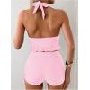 imageSOLY HUX Womens Halter Neck Tankini Set Deep V Swimsuit Beach Shorts Bathing Suit SetPink