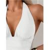 imageSOLY HUX Womens Halter Neck Tankini Set Deep V Swimsuit Beach Shorts Bathing Suit SetPlain White