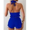 imageSOLY HUX Womens Halter Neck Tankini Set Deep V Swimsuit Beach Shorts Bathing Suit SetRoyal Blue