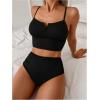 imageSOLY HUX Womens High Waisted Bathing Suit Spaghetti Strap Tankini Swimsuits Set Summer BeachwearSolid Black