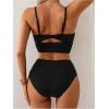 imageSOLY HUX Womens High Waisted Bathing Suit Spaghetti Strap Tankini Swimsuits Set Summer BeachwearSolid Black
