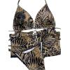 imageSOLY HUX Womens Leopard Print Swimsuit Halter Triangle Lace Up Bikini Set Two Piece Bathing SuitMulticoloured Leopard