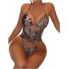 imageSOLY HUX Womens Leopard Print Swimsuit Halter Triangle Lace Up Bikini Set Two Piece Bathing SuitMulticoloured Leopard