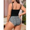 imageSOLY HUX Womens Plus Size Swimsuit Floral Print Drawstring Side Bikini Tankini Two Piece Bathing SuitBlack Floral