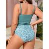 imageSOLY HUX Womens Plus Size Swimsuit Floral Print Drawstring Side Bikini Tankini Two Piece Bathing SuitBlue Ditsy Floral