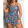 imageSOLY HUX Womens Plus Size Tankini Swimsuits Floral Print Swim Dress and Bikini Bottom Two Piece Bathing SuitMulticoloured Floral