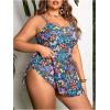 imageSOLY HUX Womens Plus Size Tankini Swimsuits Floral Print Swim Dress and Bikini Bottom Two Piece Bathing SuitMulticoloured Floral