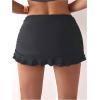 imageSOLY HUX Womens Ruffle Swim Skirt High Waisted Swimwear Bottoms Drawstring Swimsuit Bikini BottomPlain Black