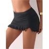 imageSOLY HUX Womens Ruffle Swim Skirt High Waisted Swimwear Bottoms Drawstring Swimsuit Bikini BottomPlain Black