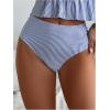 imageSOLY HUX Womens Ruffle Trim Swimsuits Striped Tankini Set High Waisted Two Piece Bathing SuitsBlue and White
