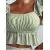 imageSOLY HUX Womens Ruffle Trim Swimsuits Striped Tankini Set High Waisted Two Piece Bathing SuitsGreen Striped
