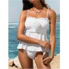 imageSOLY HUX Womens Summer 3D Floral Ruffle Tankini Sets Two Piece Bathing Suits Beach Vacation ClothesSolid White