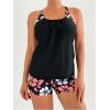 imageSOLY HUX Womens Tankini Swimsuits 2 Piece Floral Swim Tank Top with Shorts Bathing Suits Summer BeachwearBlack Floral