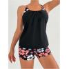 imageSOLY HUX Womens Tankini Swimsuits 2 Piece Floral Swim Tank Top with Shorts Bathing Suits Summer BeachwearBlack Floral