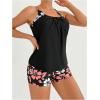 imageSOLY HUX Womens Tankini Swimsuits 2 Piece Floral Swim Tank Top with Shorts Bathing Suits Summer BeachwearBlack Floral