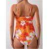 imageSOLY HUX Womens Tankini Swimsuits Floral Print Ruffle High Waisted Bathing Suits Summer SwimwearOrange Floral