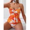 imageSOLY HUX Womens Tankini Swimsuits Floral Print Ruffle High Waisted Bathing Suits Summer SwimwearOrange Floral