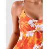 imageSOLY HUX Womens Tankini Swimsuits Floral Print Ruffle High Waisted Bathing Suits Summer SwimwearOrange Floral