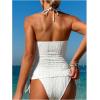 imageSOLY HUX Womens Tankini Swimsuits Textured Halter Drawstring Bathing Suit Two Piece SwimsuitSolid White