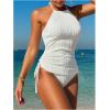 imageSOLY HUX Womens Tankini Swimsuits Textured Halter Drawstring Bathing Suit Two Piece SwimsuitSolid White