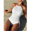 imageSOLY HUX Womens Tankini Swimsuits Textured Halter Drawstring Bathing Suit Two Piece SwimsuitSolid White