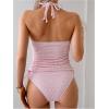 imageSOLY HUX Womens Tankinis Textured Halter String Swimsuits High Waisted Bathing Suits 2 PieceSolid Pink
