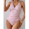 imageSOLY HUX Womens Tankinis Textured Halter String Swimsuits High Waisted Bathing Suits 2 PieceSolid Pink