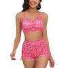 imageSOLY HUX Bikini Sets for Women Floral Print Top and Drawstring Side Shorts Bikini Bathing Suits 2 Piece SwimsuitHotpink Floral