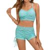 imageSOLY HUX Bikini Sets for Women Floral Print Top and Drawstring Side Shorts Bikini Bathing Suits 2 Piece SwimsuitMint Green Floral