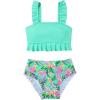 imageSOLY HUX Girls 2 Piece Swimsuit Floral Print Ruffle Trim Bikini Set Bathing SuitsGreen Tropical