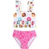 imageSOLY HUX Toddler Girls Cute Swimsuit Ruffle Hem Bikini Tankini Set Two Piece Bathing SuitsPink Donut Print