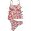 imageSOLY HUX Womens Boho Swimwear Floral Print Ruffle Top High Waisted Bottom Tanikini Swimsuits Vacation ClothesMulti Floral