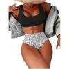 imageSOLY HUX Womens Floral Print Bikini Set Bathing Suits 2 Piece SwimsuitBlack Dalmatian Print