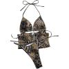imageSOLY HUX Womens Leopard Print Swimsuit Halter Triangle Lace Up Bikini Set Two Piece Bathing SuitMulticoloured Leopard