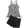 imageSOLY HUX Womens Tankini Swimsuits Leopard Print Halter Swim Tops and Shorts Two Piece Bathing SuitMulticoloured Printed