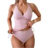 imageSOLY HUX Womens Tankinis Textured Halter String Swimsuits High Waisted Bathing Suits 2 PieceSolid Pink