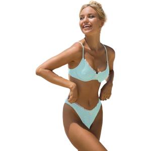 imageSOLY HUX Womens Bikini Sets High Waisted Bathing Suits Two Piece Swimsuits Sexy Lace Trim Underwire SwimwearMint Green Lace
