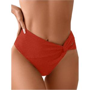 imageSOLY HUX Womens Twist Bikini Bottom Beachwear Swimsuit BottomsPlain Red