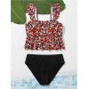 imageSOLY HUX Girls Floral Swimsuit 2 Piece Tankini Set Cute Ruffle Bathing Suits Summer Beachwear Black Red Floral 14 Years