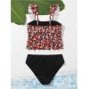 imageSOLY HUX Girls Floral Swimsuit 2 Piece Tankini Set Cute Ruffle Bathing Suits Summer Beachwear Black Red Floral 14 Years