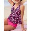 imageSOLY HUX Girls Tankini Set Leopard Print Ruffle Hem Two Piece Swimsuit Bikini Sets Bathing SuitsHotpink Leopard
