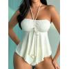 imageSOLY HUX Tankini Swimsuits for Women Drawstring Halter Bikini Two Piece Bathing SuitsSolid Beige