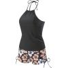 imageSOLY HUX Tankini Swimsuits for Women Halter Tops and Floral Print Shorts Bathing Suits Two Piece SwimsuitBlack Floral