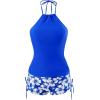 imageSOLY HUX Tankini Swimsuits for Women Halter Tops and Floral Print Shorts Bathing Suits Two Piece SwimsuitRoyal Blue Floral